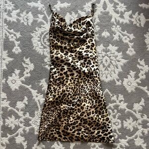 NWT JOA Leopard Cowl Neck Slip Dress